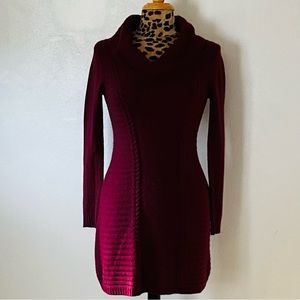 BCX Burgundy Cable Knit Sweater Dress
